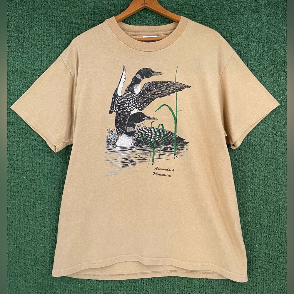 VTG 90’s Loon Duck Adirondack Mountains Single Stitch T-Shirt Men’s Size Large